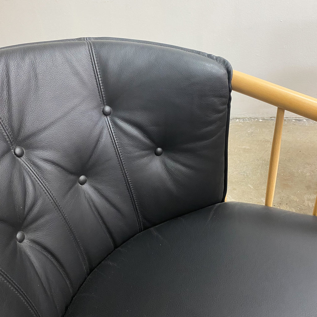 Pair of Danish Leather and Beech Chairs