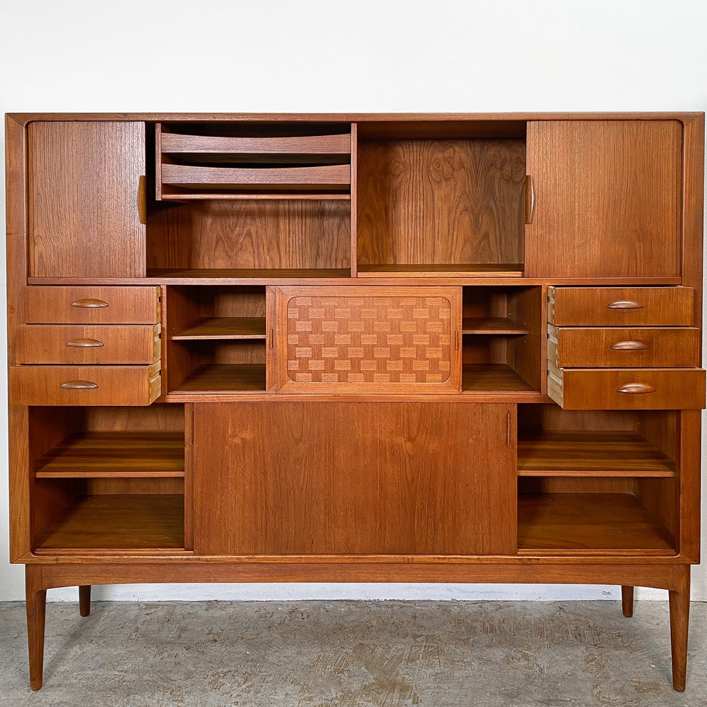 Mid Century Tambour Door Marquetry Sideboard
