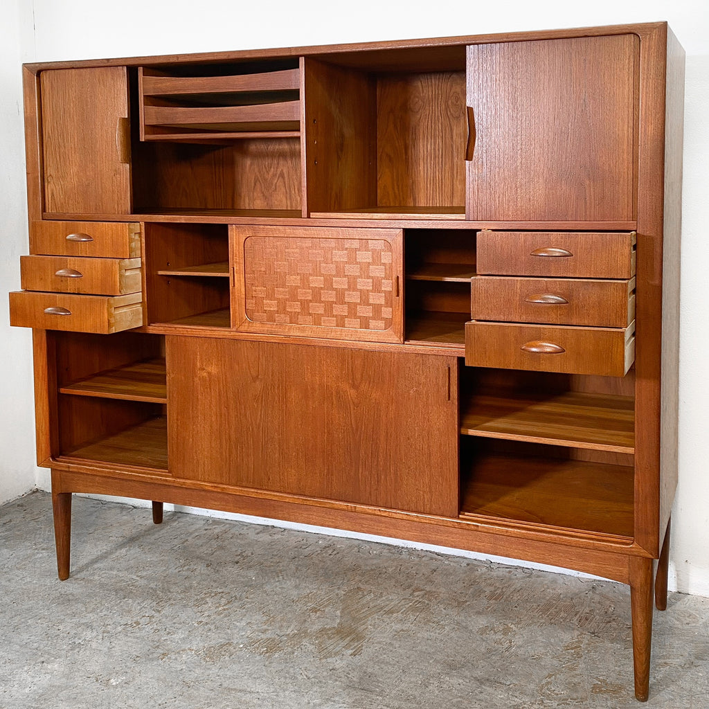 Mid Century Tambour Door Marquetry Sideboard