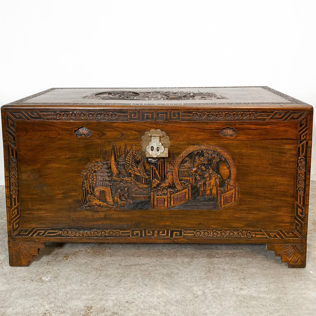 1980s Carved Camphor Chest