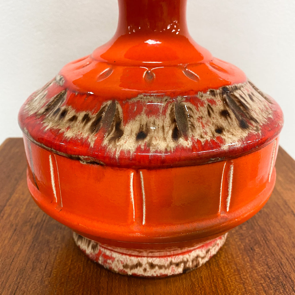 Mid Century Orange Ceramic Table Lamp With Shade