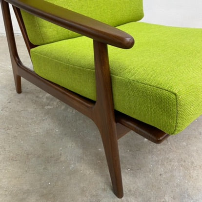 Restored Parker Mid Century Rattan Back Armchair - Newly upholstered
