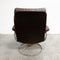 Mid Century Leather Swivel Arm Chair + Footstool By Ekornes Scandinavia