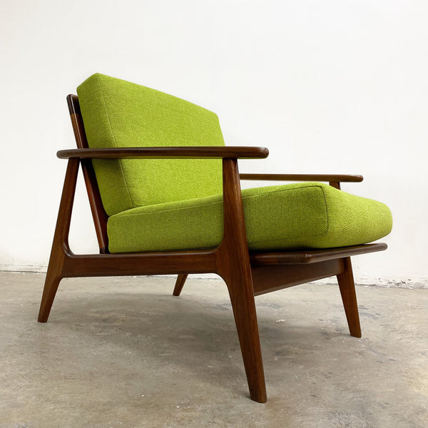 Restored Parker Mid Century Rattan Back Armchair - Newly upholstered