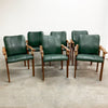 Set Of Six Pacific Green Messina Dining Chairs - Green Leather