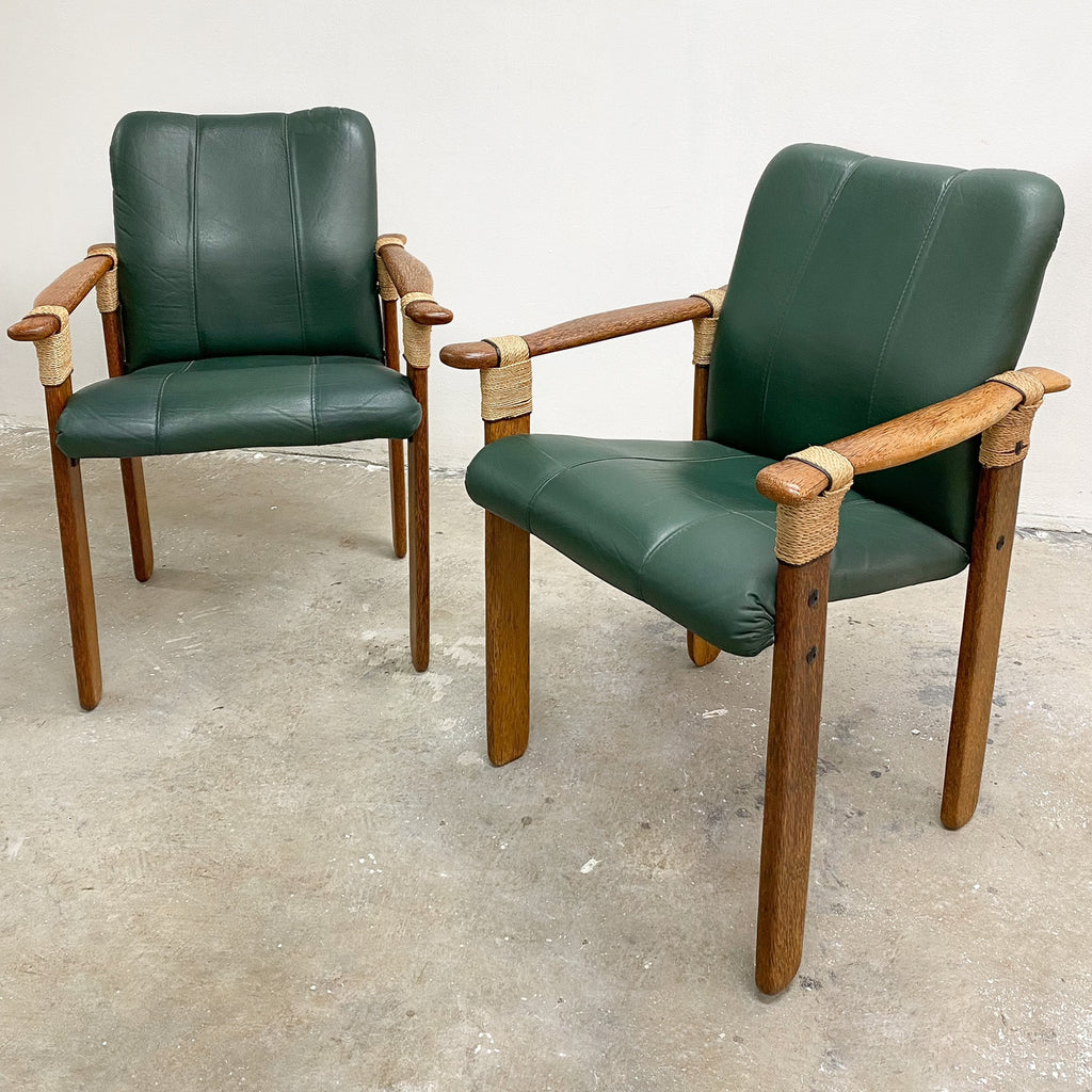 Set Of Six Pacific Green Messina Dining Chairs - Green Leather