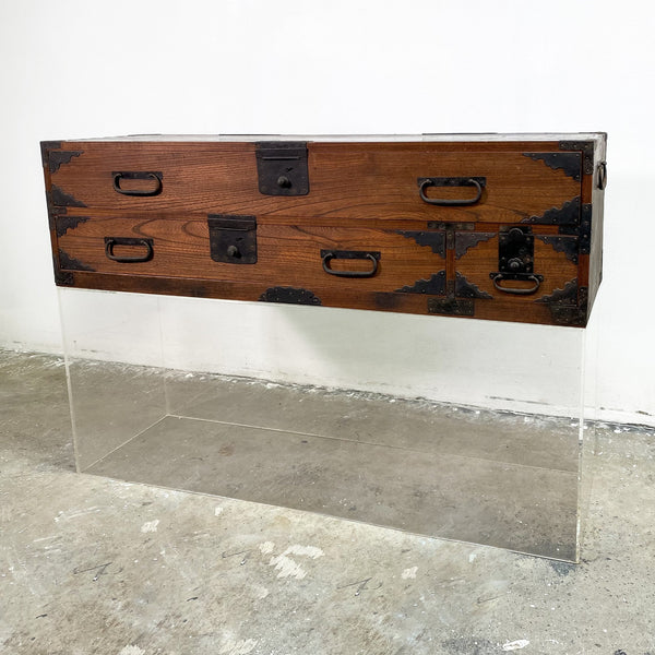 Long Antique Japanese Tansu Chest