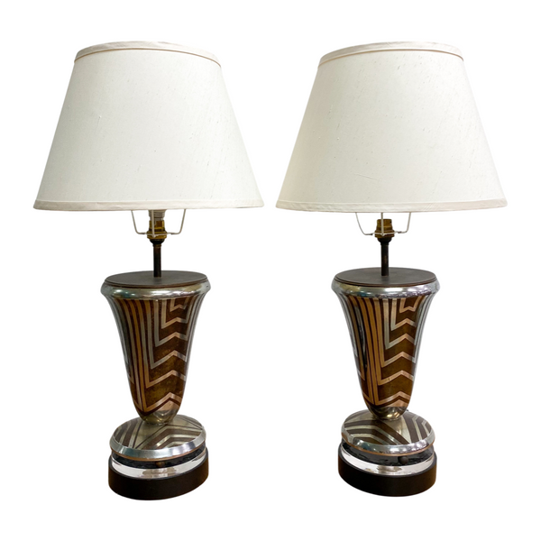 Lucien Gerfaux French Art Deco Pair of Table Lamps