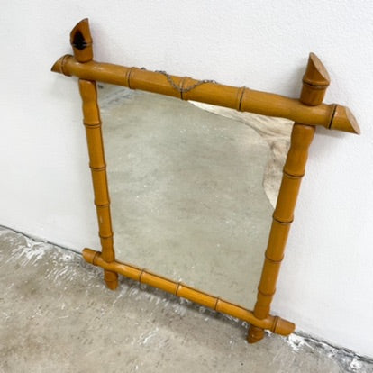 French Faux Bamboo Mid Century Mirror