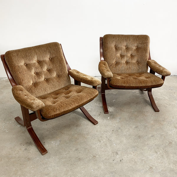 Pair Norwegian 'Wood' armchairs Jon Hjortdal for Velledalen Mobler