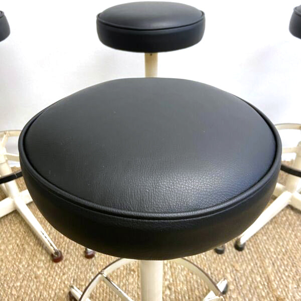 4 Industrial Designer Metal & Leather Bar Stools