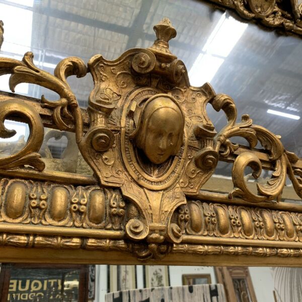 Large Antique French Gilt Frame Wall Mirror