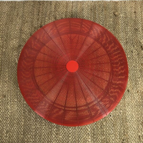 Large Round Red Wirework Coffee Table