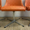 Late Set 4 1960’s Pongrass Orange Patterned Vinyl Swivel Dining Chairs