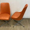 Late Set 4 1960’s Pongrass Orange Patterned Vinyl Swivel Dining Chairs