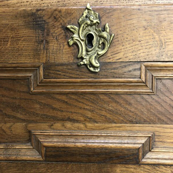 Antique 19th Century Danish Oak Serpentine Front Writing Bureau Desk