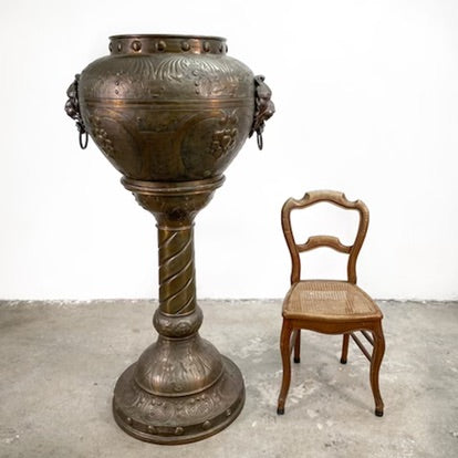 Antique Ornate Brass Jardinière on Stand