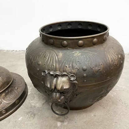 Antique Ornate Brass Jardinière on Stand