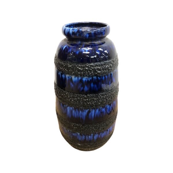 Mid Century Cobalt Blue Fat Larva German ceramic Vase