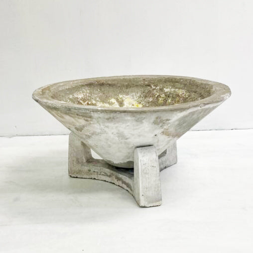 Mid Century Concrete Conical Planter With Stand