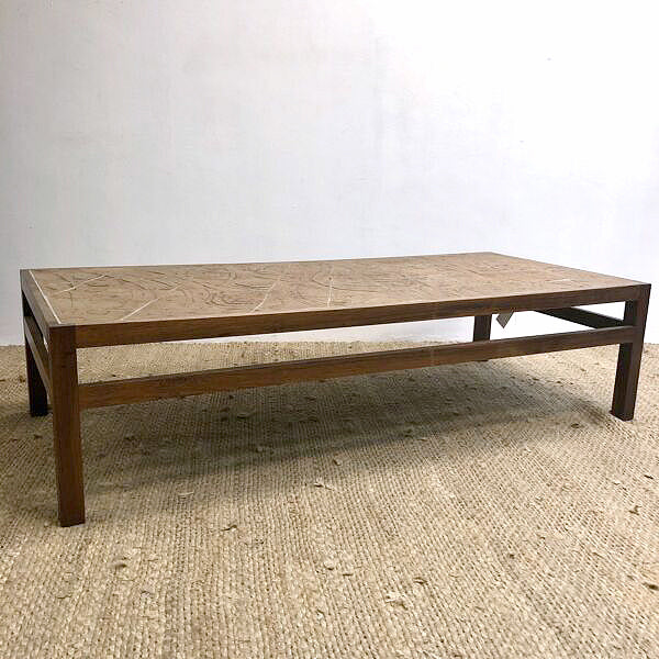 Mid Century Danish Rosewood and Stoneware Tile Coffee Table