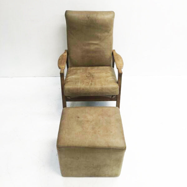 Mid Century Don Rex Leather Armchair Footstool