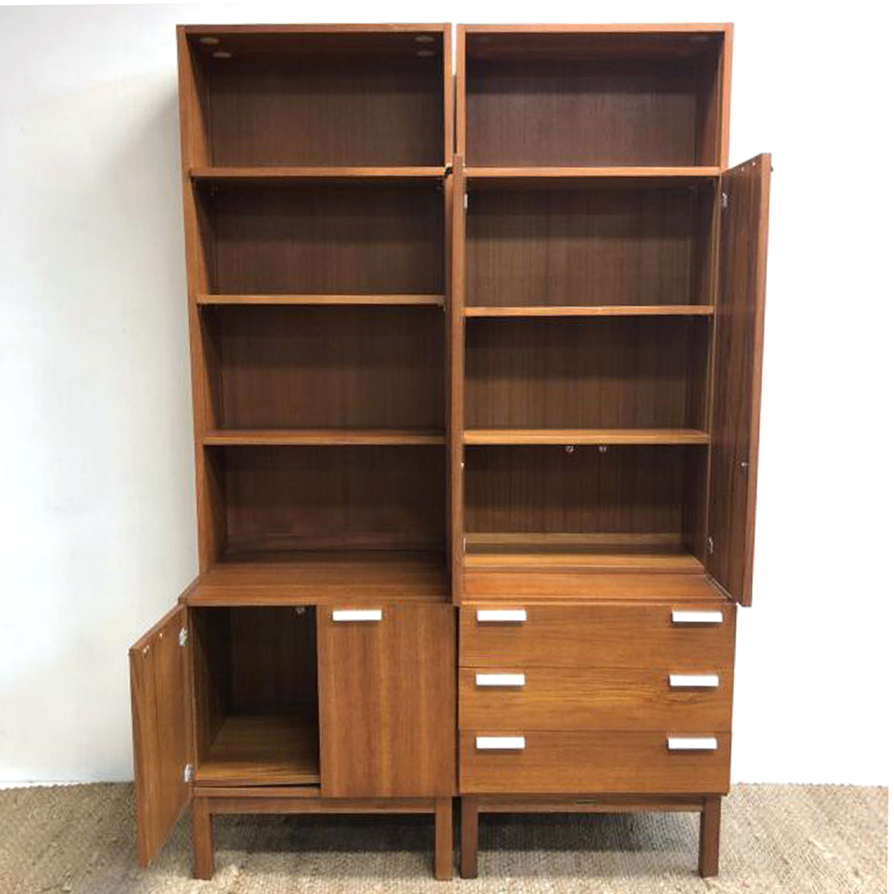 Mid Century English Teak Modular Cabinet w/Shelves