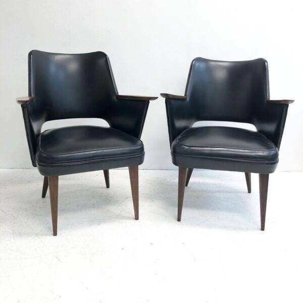 Mid Century Pair Of Paul Kafka Lounge Chair Armchairs