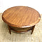Mid Century TH Brown Round Coffee Table With Rattan Shelf
