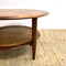 Mid Century TH Brown Round Coffee Table With Rattan Shelf