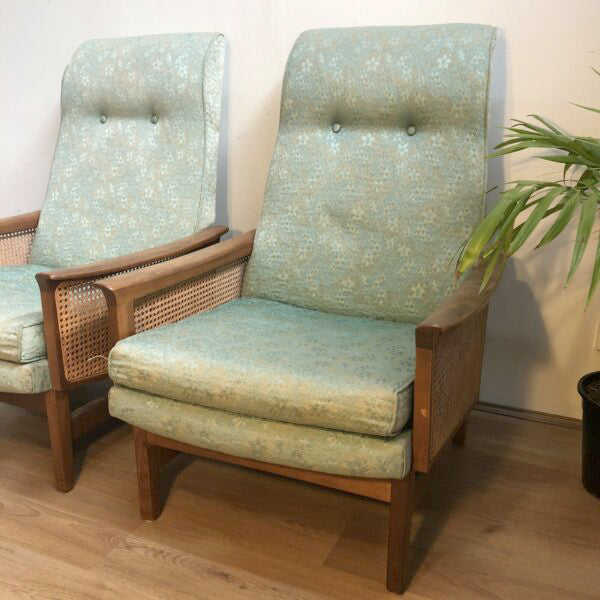 Mid Century ‘Fler’ Rattan Sided Lounge Chairs 
