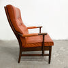 Mid Century Danish High Back Dark Dan Leather Armchair Lounge Chair