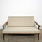 Parker Rattan Back Mid Century Sofa In Beige