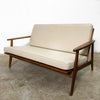 Parker Rattan Back Mid Century Sofa In Beige