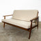Parker Rattan Back Mid Century Sofa In Beige