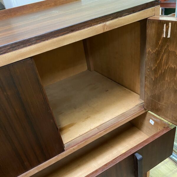 Mid Century Veneer Chest of Drawers with Cupboard Space