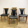 Set 4 Mid Century Restored & Reupholstered Black Vinyl Dining Chairs