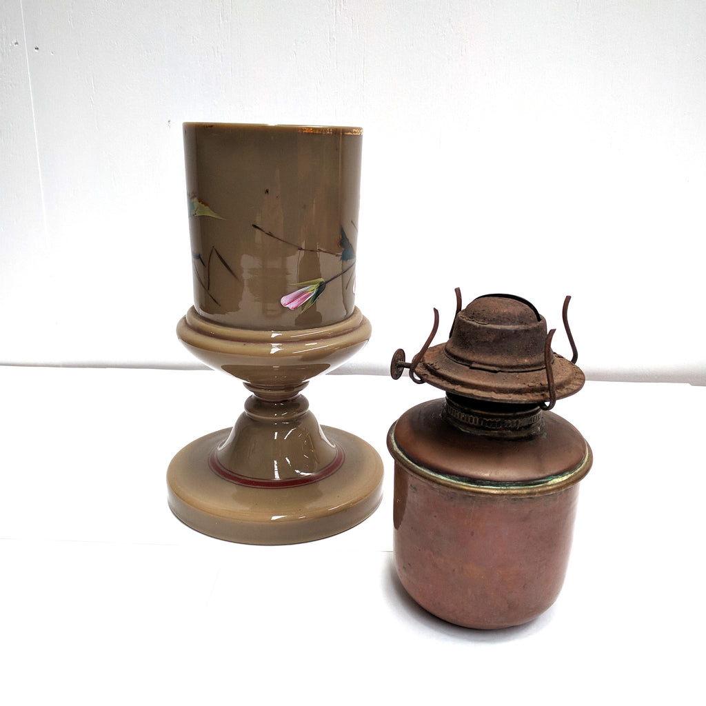 Antique Glass Enamel Hand Painted Oil Lamp The Design Ark