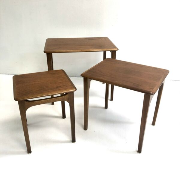 Nest Of 3 Teak And Blackwood Mid Century Side Tables By Noblett