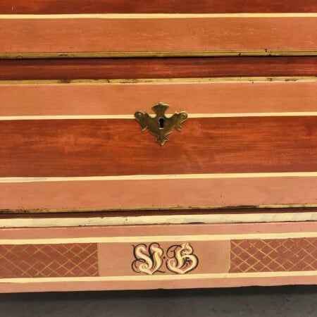 Vintage Painted Baltic Pine Tall Boy Chest Of Drawers