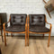 Pair Artes Studio ‘SYDNEY’ Mid Century Bentwood Leather Lounge chairs
