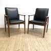 Pair Parker Ballarat Slab Back Carver Leather Dining Chairs Restored