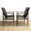 Pair Parker Ballarat Slab Back Carver Leather Dining Chairs Restored