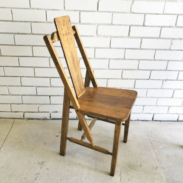 Pair Of Vintage Rustic Farmhouse Wooden Chairs