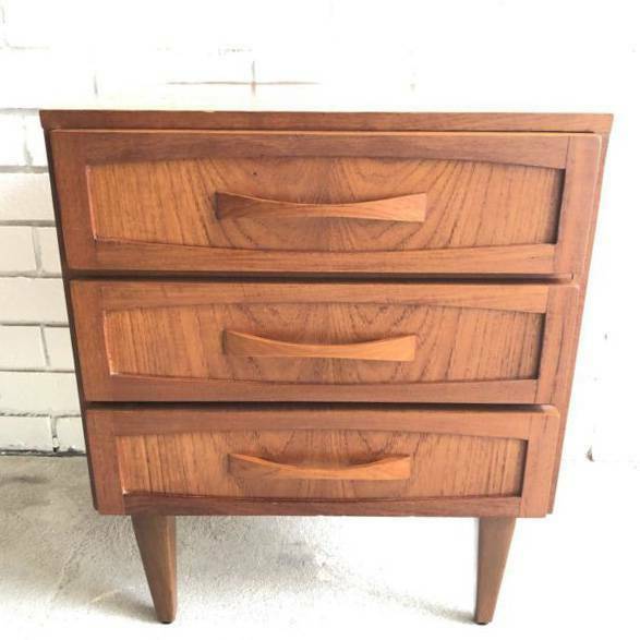 Pair of Mid Century Burges Bedside Chest Drawer Table