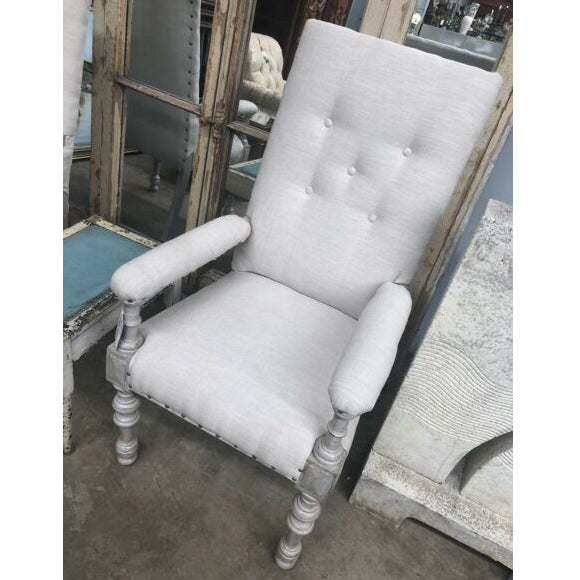 Pair of Newly Upholstered Linen French Provincial style Throne Chairs