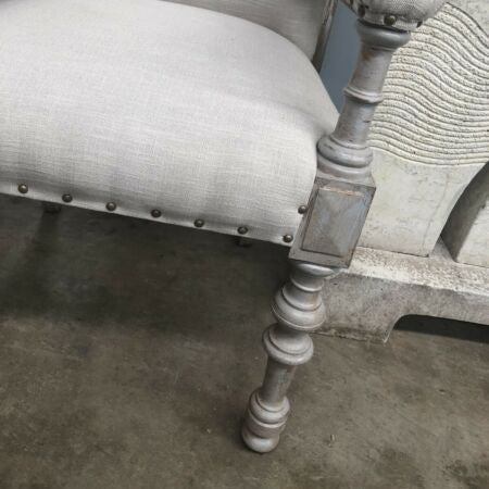 Pair of Newly Upholstered Linen French Provincial style Throne Chairs