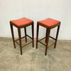 Pair of Orange Vinyl Retro Bar Stools