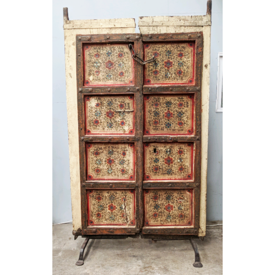 Pair vintage Indian French Doors Mounted As Screen Room Divider