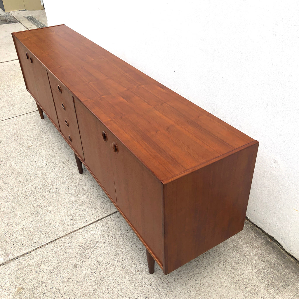 Restored Long Mid Century Teak Parker Nordic Cats Eye Sideboard